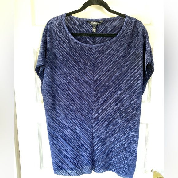 long tall sally Tops - TALL - LTS Plisse Batwing Sleeve Blouse with Boatneck, XS Tall Navy Blue. 🍓